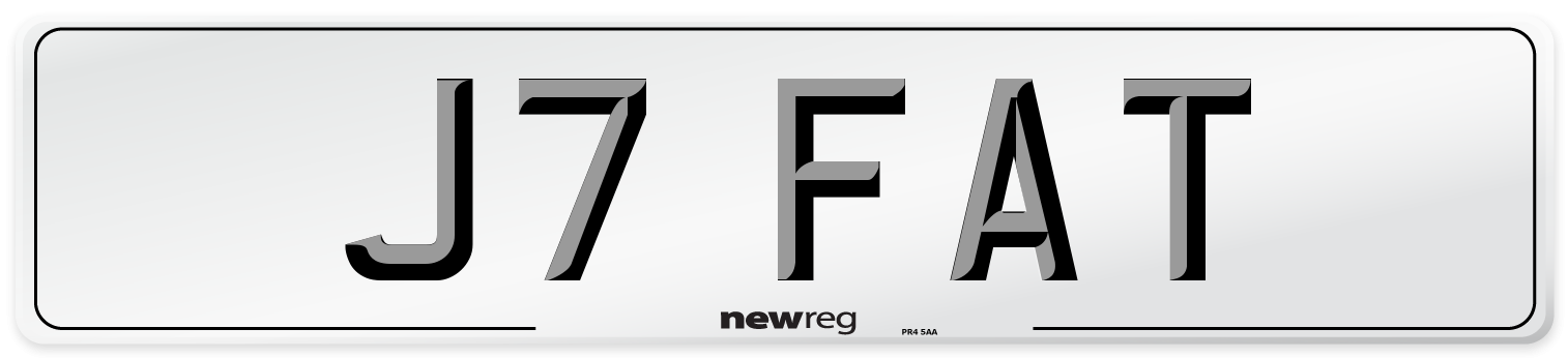 J7 FAT Number Plate from New Reg